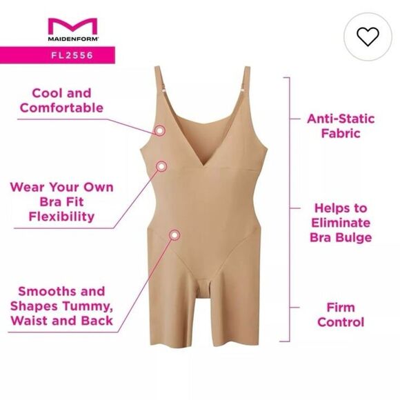 Maidenform Firm Control Open Bust Body Shaper Shapewear 2556 Beige Size XL NWT - Picture 3 of 11